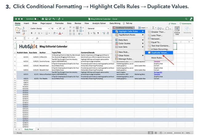 Blog post describing how to remove duplicates in Excel includes images with alt text to support content